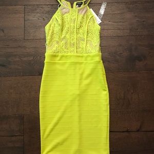 Neon Yellow Lace and Bandage Dress